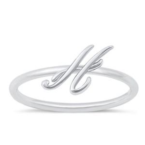 Script letter ring letter H ring available sz 5-10 sterling silver 925